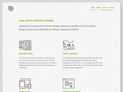 What I Do Page green icons responsive web design