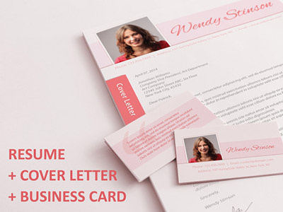 Resume, Cover Letter & Business Card Set branding business card cover letter creative cv fancy resumes job search modern resumes resume design