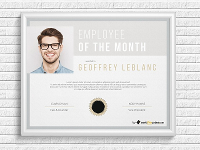 Employee of The Month Certificate Template award templates free certificate template modern certificate