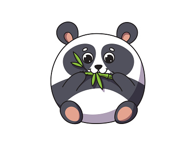 Cute panda with bamboo sprig adobe illustrator adorable animal bamboo cartoon cartoon character character cute design illustration panda panda bear vector