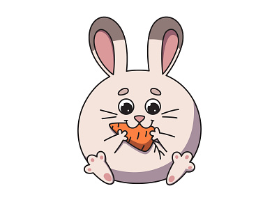 Cute bunny with carrot adobe illustrator adobeillustrator adorable animal bunny carrot cartoon cartoon character character cute hare rabbit vector