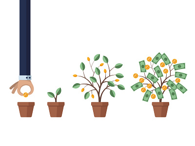 Money tree grown from a coin. Illustration of financial investme adobe illustrator business finance illustration illustrator money tree vector