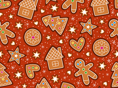 Doodle Gingerbread Pattern background christmas cookies gingerbread new year pattern seamless pattern