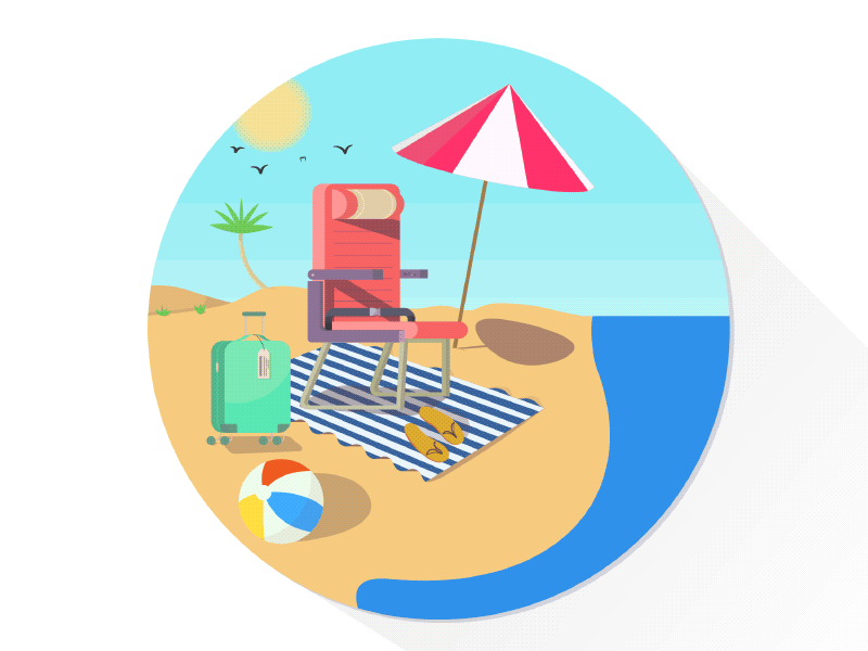 Memorial Day beach Day animated gif illustration