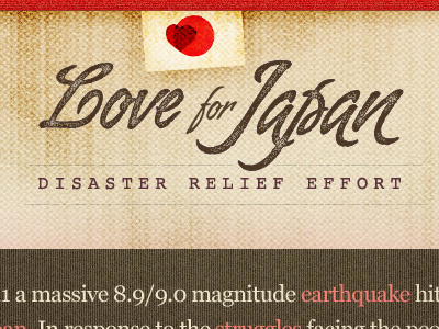 Love for Japan beige brown courier cursive georgia grunge pattern red retro script texture vintage