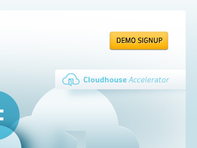 Cloud hosting blue button cloud demo gradient white yellow