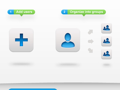 Hovering icons blue gradation grey hovering icons pointers