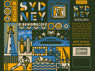 Sydneysider bridge city illustration modern packaging packaging design simon frouws surfboard sydney wine wine label