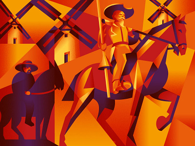 The Ingenious Gentleman Don Quixote of La Mancha cubism horse illustration la mancha packaging packaging design simon frouws spain the famous frouws windmill wine wine label