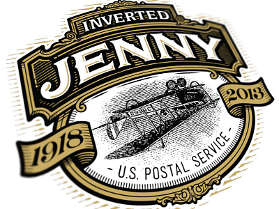 History Turned Upside Down biplane engraving illustration inverted jenny logo postal service simon frouws stamp stamp design the famous frouws vintage woodcut