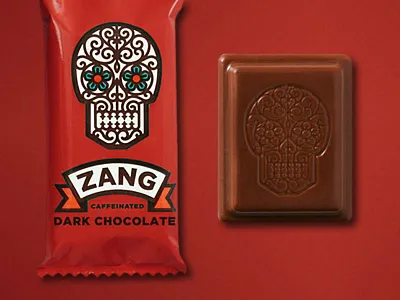 Sugar Skull banner candy chocolate dark chocolate illustration logo packaging simon frouws skull vintage wrought iron zang