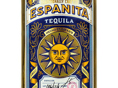 Espanita Tequila 1 banner bottle emboss engraving illustration mexico simon frouws sun tequila the famous frouws vintage woodcut