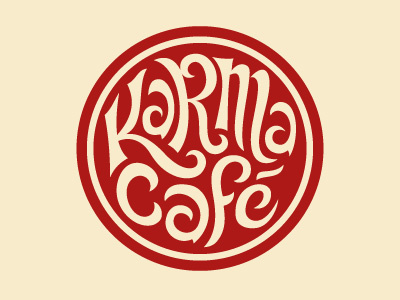Karma Café 70s bar cafe café circle coffee cream diner eatery food handmade lettering logo psychedelic red restaurant seventies simon frouws the famous frouws type typography vintage