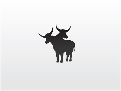 Bull Logo animal animal logo black and white bull cow logo minimal two headed
