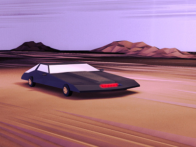 KITT from Knight Rider 3d 80s 90s c4d car cinema 4d desert kitt knight rider low poly polygon