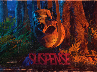 Suspense Retro Poster 3d 70s c4d cinema 4d cinema4d forest modeling skull
