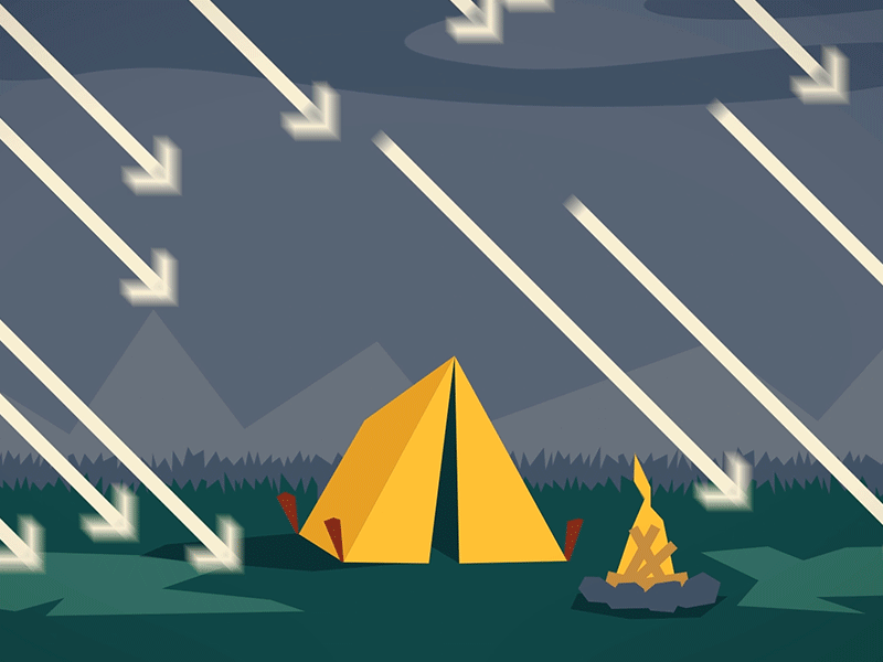 Weathering the stock market animation camping cartoon finance gif illustration outdoors rain stocks tent