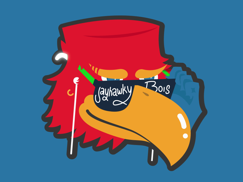 Jayhawky Bois Logo animation gif illustration jayhawk kansas ku mascot sunglasses university of kansas