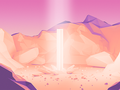 The reveal glow illustration landscape low poly rocks