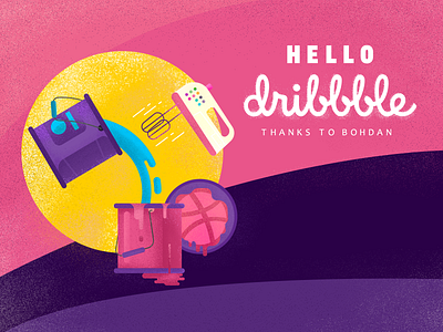 Hello Dribbble colors debut dribbble first hello hello dribble mix pink thanks