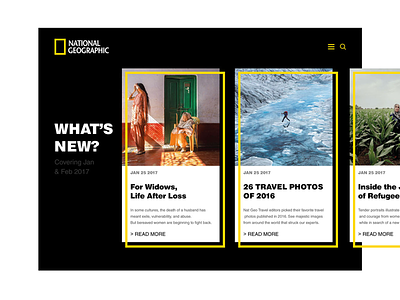 National Geographic E-magazine Concept artical black desktop ice magazine nature news slider ui ux design yellow