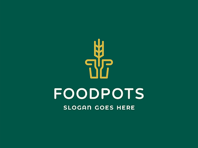 Foodpots Logo Design branding eat eating foodlogo foodpot forklogo graphic design green healthyfood logo minimal pentagram vector vegan