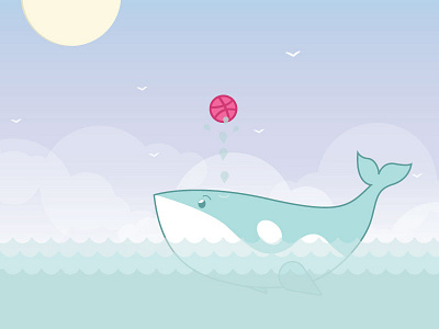 Whale, hello there 2d debut flat flat design hello illustration ocean thanks whale