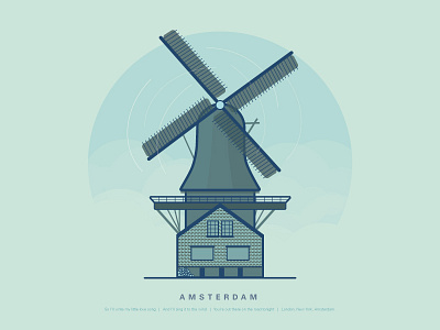 Sing it to the Wind 2d amsterdam architecture design dutch flat design illustration line art windmill