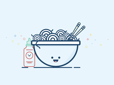 You & Me, Pho-ever 2d flat illustration illustrator noodle pho sriracha valentine