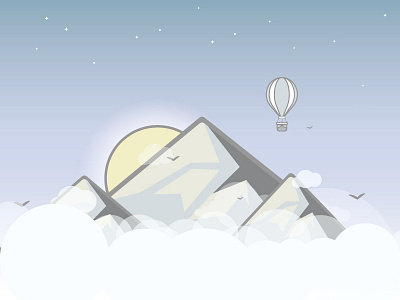 Stormy Weather 2d balloon flat flat design illustration landscape line art minimal mountain vector