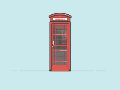 Superman's closet 2d flat flat design illustration line art london minimal phone booth red superman telephone vector