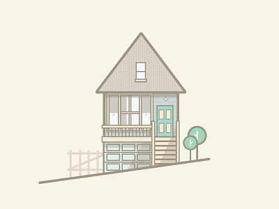 Topsy-Turvy House 2d flat flat design house illustration line art minimal muted san francisco vector window