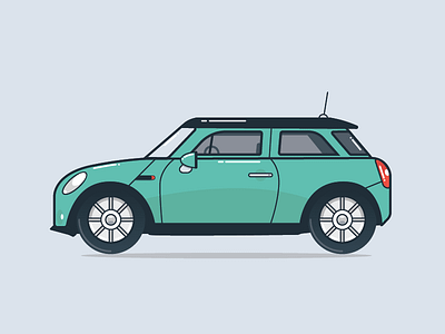 Mini cooper 2d automobile car flat flat design icon illustration line art lines mini cooper minimal vector