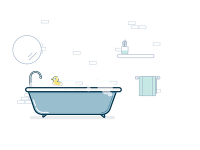 Bath time 2d bathroom design flat home illustration illustrator line pattern simple tub vector