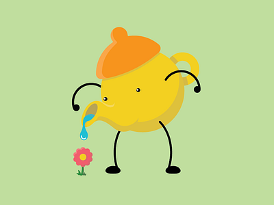 Gardening Teapot character gardening illustration minimal teapot