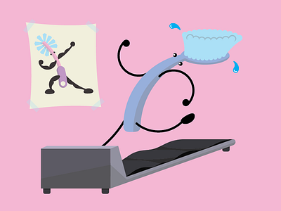 Aspiring Toothbrush character illustration minimal toiletbrush toothbrush treadmill