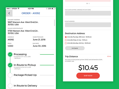 Parci Shipping App - Part 2 daily ui interface ios mobile orders photoshop progress bars shipping tracking ui ux