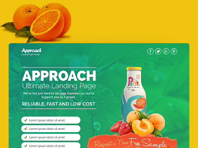 Approach Landing Page Design daily ui design juice landing page orange photoshop product ui user ux web design website design yellow