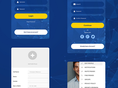 Android App Interface Design android app app blue blue and yellow daily ui design interface interface design ios mobile photoshop sketchapp ui uidesign ux uxdesign