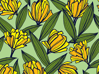 Paper Flowers floral art handdrawn illustration pattern design