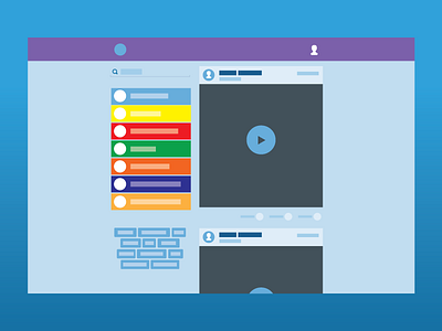 Wireframes 2 circles clean color colourful flat monits social wireframes