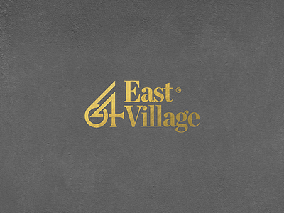 64 East Village Logo bowery brand branding design gold logo new york real state residence type typography