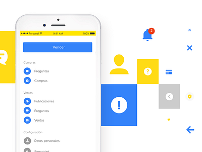 Menu icons - Mercado Libre App app blue clean e commerce icons menu mercado libre product ui vector yellow