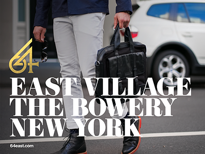 64 East Village - Billboard billboard bowery brand branding design gold new york real state residence type typography