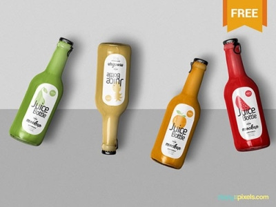 Mockups de garrafa de vidro e plástico para download Grátis branding freebies logo mockup mockups