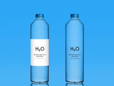 Mockups de garrafa de vidro e plástico para Download branding freebie logo mockups