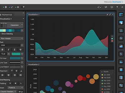 Insights Dark Theme analysis bubbles charts data graphs insight software