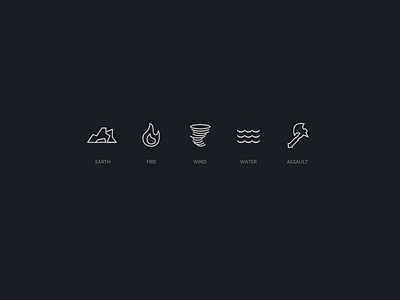 Emergency Type Icons assault captain planet earth emergency fire heart iconography icons water wind