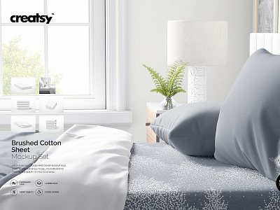 Brushed Cotton Sheet Mockup Set 3d badroom branding custom customizable design icon illustration interior interior architecture interior design kit luxury mobile mockup mockup creator mockup design mockup download rendering room