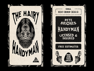 "The Hairy Handyman" Branding applepencil bigfoot branding business cards flyer design halftone hand drawn typography handyman illustration illustrator ipad logo design procreate the hairy handyman truegrittexturesupply